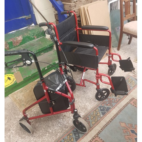 400 - Drive branded lightweight transit wheelchair together with a Drive branded tri-stroller, both as new... 