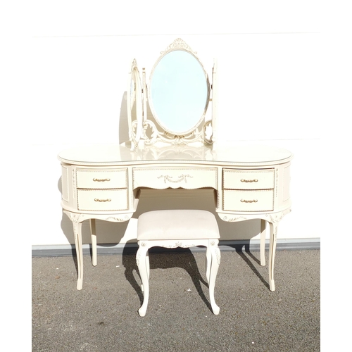French louis XV style reproduction painted Dressing Table with triple ...