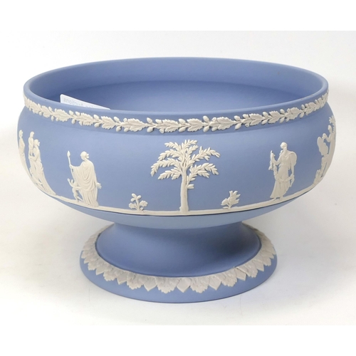 Wedgwood blue jasperware footed bowl. Diameter 20cm