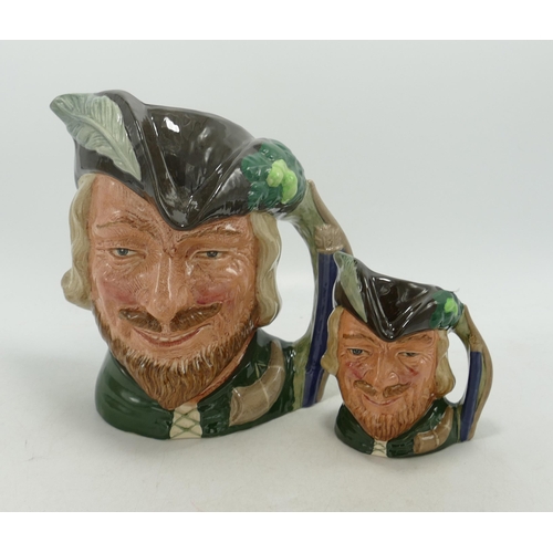 161 - Royal Doulton Large & Small seconds characters jugs of Robin Hood D6527 & D6534(2) together with Roy... 