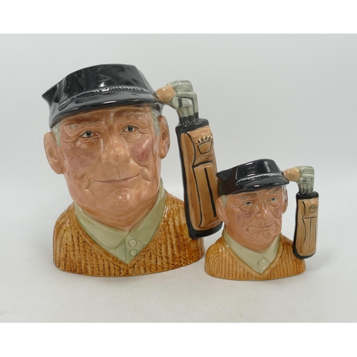 162 - Royal Doulton Large & Small seconds characters jugs of Golfer D6623 & D6756 together with Royal Doul... 