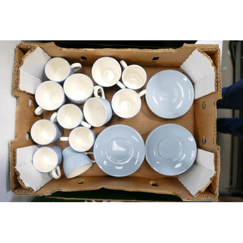 126 - A circa 1955, set of 12 coffee cups and coffee cans and saucers in the Wedgwood Summer Sky pattern. ... 