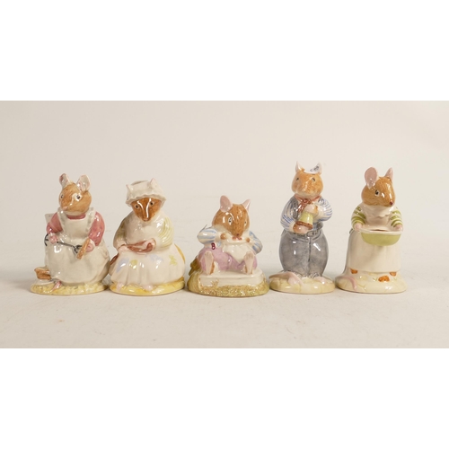 447 - Royal Doulton Brambly Hedge Figures Flax Weaver, Lily Weaver, Mr Toadflax, Mrs Toad Flax & Clover(5)