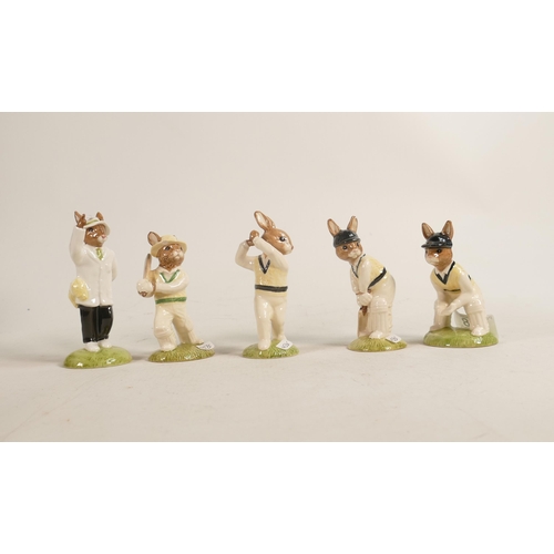 458 - Royal Doulton Bunnykins Figures to include Umpire DB360 (limited Edition), Wicket Keeper DB150, Bats... 