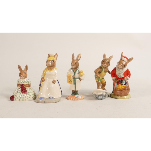 468 - Royal Doulton Bunnykins Figures to include Ozzy Surfer, Britannia (ltd Edition) Busy Needles, Bath T... 