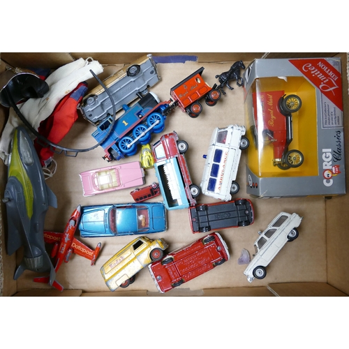 267 - A collection of vintage Corgi, Matchbox & similar play worn vintage cars & vehicles