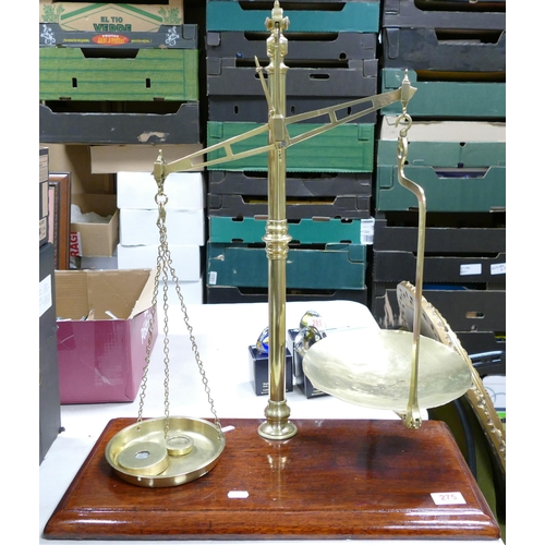 275 - Large 19th century Brass Apothecary Scales & Weights, height 66cm