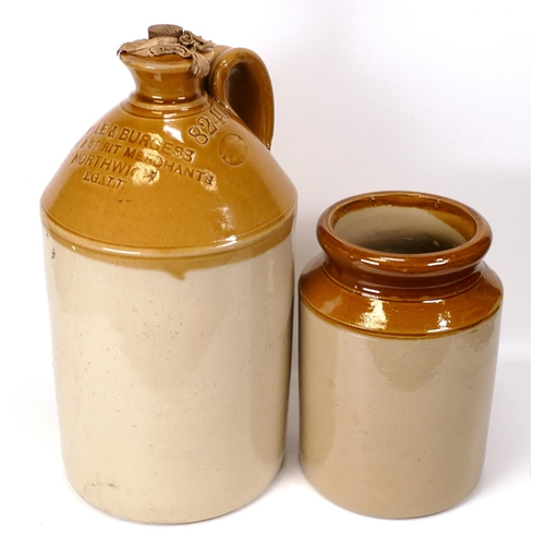 276 - Large Ryle & Burgess Northwich Advertising Flagon & similar smaller item(2)