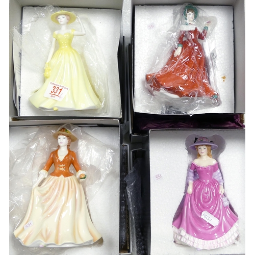 331 - Royal Doulton Boxed Lady Figures Spring Time Hn4586, autumn Stole Hn4588, Summer Breeze Hn4587 & Win... 