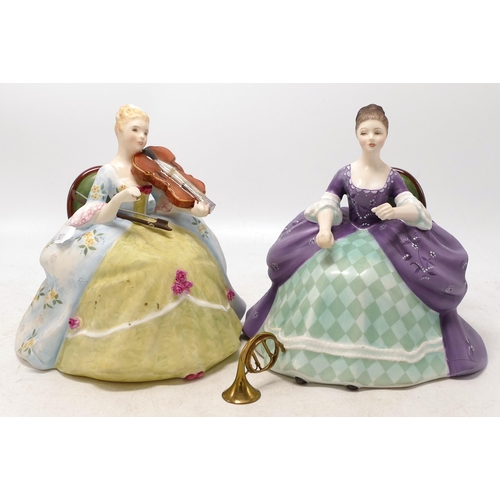 332 - Royal Doulton Limited edition Lady Musician Figures Viola D'Amore HN2797  &  French Horn HN2795, bot... 