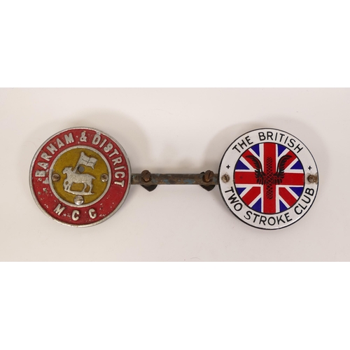 392 - Vintage car badge of the British two stroke club and Barham & District MCC