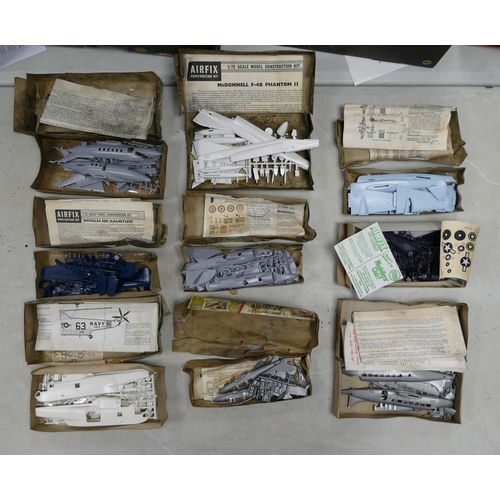 570 - A collection of Airfix Vintage Model Kits is damp distressed boxes, to include H.S. 125 Dominie, Dou... 