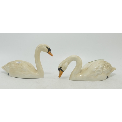 71 - Beswick Swan Family comprising of Swan Head Up 1684, Swan Head Down(2)