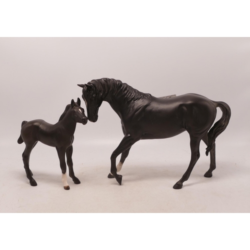 207 - Beswick Black Beauty and foal 2466/ 2536 (2)