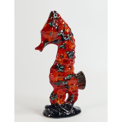 258 - Anita Harris sea horse figure. Gold signed to base, 30cm high