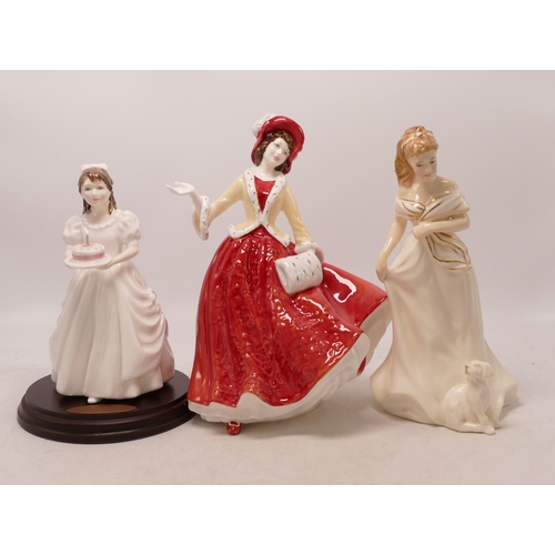 278 - Royal Doulton Lady Figures to include Birthday Girl Hn3423, Morning Walk Hn3860 (2nds) & Christmas D... 