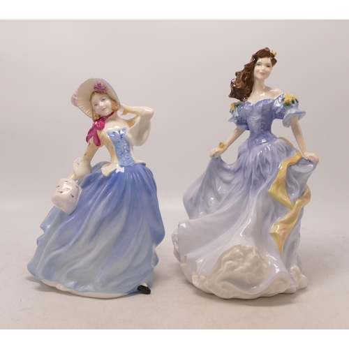 279 - Royal Doulton Lady Figures to include Autumn Breezes Hn3736 with cert & Rebecca Hn4041(2nds)(2)