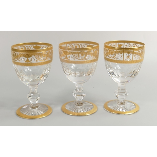 30 - De Lamerie Fine Bone China heavily gilded Glass Crystal  Wine Glasses one with Bahrain Crest , speci... 