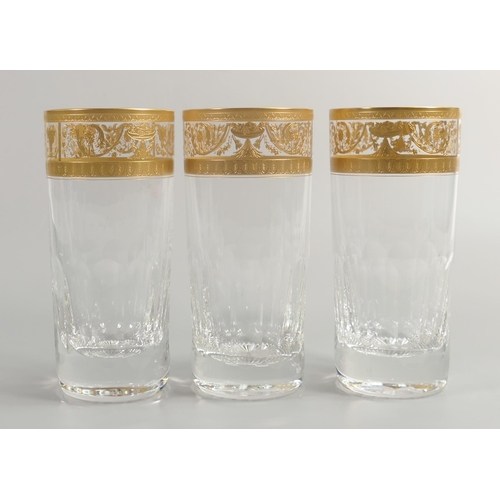 31 - De Lamerie Fine Bone China heavily gilded Glass Crystal  Tumblers one with Bahrain Crest , specially... 