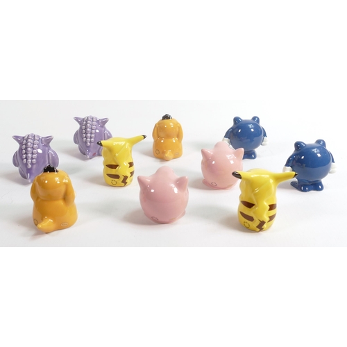 40 - Two Sets Wade Pokemon Figures , made in 2001 for the Nintendo Pokemon game. They are Polywhirl, Psyd... 