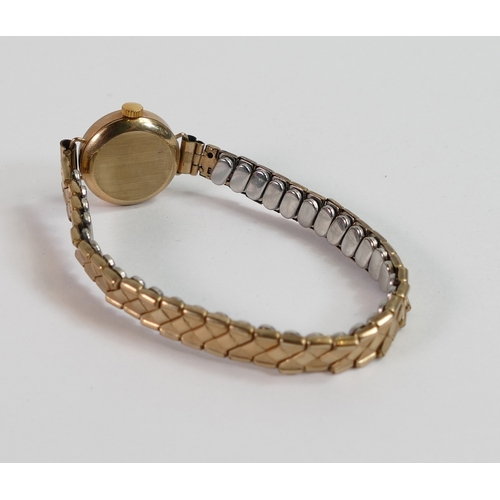 819 - 9ct gold Sekonda ladies wristwatch with expandable gold plated bracelet, boxed.