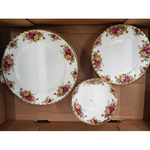 106 - Royal Albert Old Country Rose Patterned dinner plates, six side plates & six cereal bowls