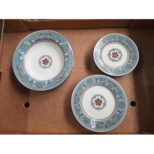 2 - Wedgwood 'Florentine' Turquoise Pattern Dinner Ware Items to include six small side plates, six larg... 