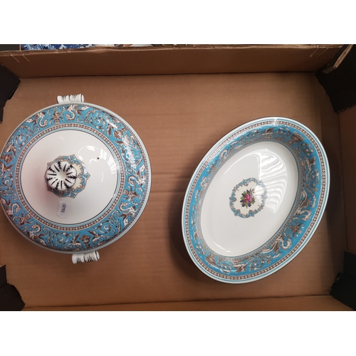 3 - Wedgwood 'Florentine' Turquoise Pattern Dinner Ware Items to include Lidded Tureen and Open Vegetabl... 