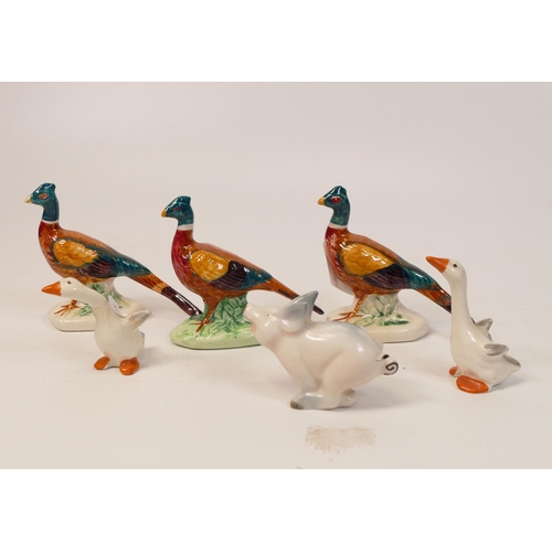 468 - Beswick Figures to include Pheasants , Piglets & Geese(one neck reglued)(6)