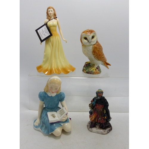 494 - Royal Doulton Figures to include Boxed Opal, Alice Hn2158, Boxed miniature Good King Wenceslas Hn326... 