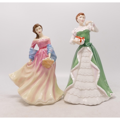 496 - Royal Doulton Lady figures Merry Christmas Hn3096 & Summer Scent Hn3955(2)