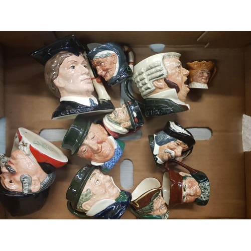 304 - Royal Doulton Small Character Jugs The Graduate D6916, The Master D6898, Srgt Buzzfuzz, Micawber & C... 