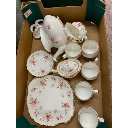 355 - Royal Albert Tenderness pattern part tea set to include teapot, 4 cups and saucers, milk, sugar (a/f... 