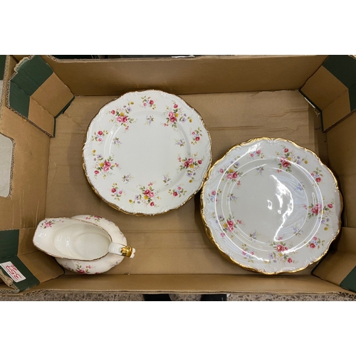 357 - Royal Albert Tenderness pattern dinnerware items to include 12 dinner plates and a gravy boat  (1 tr... 