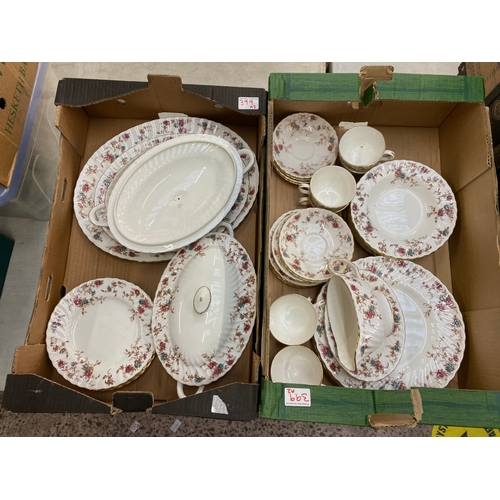 399 - Minton dinner and tea ware in the Ancestral pattern comprising 2 tureen's & covers, 2 oval platters,... 