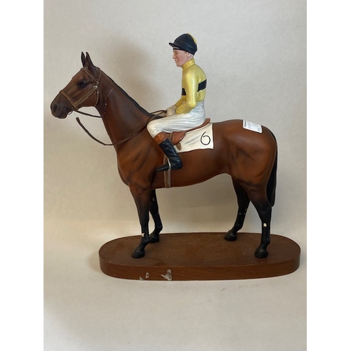 169 - Beswick 'Arkle Pat Taffee' Jockey figure on wooden plinth base a/f (all legs reglued, head reglued, ... 