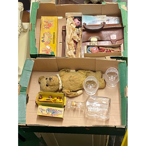 2 - A mixed collection of collectable items to include two boxed Pelham puppets, vintage teddy bear, box... 