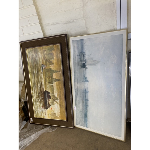 420 - Two 1970's pieces of artwork depicting estuary scenes consisting of an oil on board and a print, siz... 