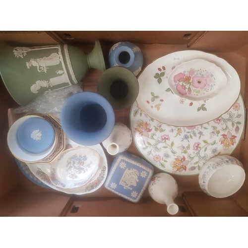 405 - Good job lot of mainly Wedgwood jasper & other Wedgwood, together with Minton cake plate.