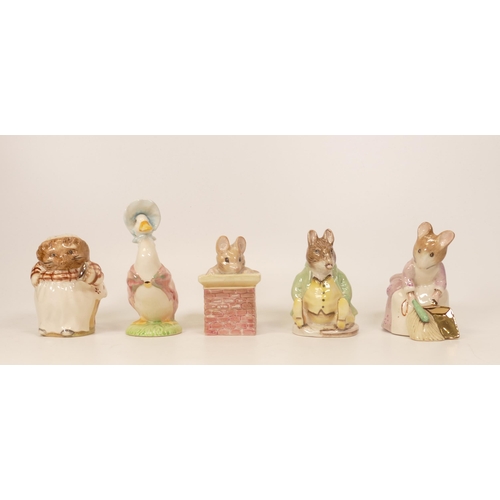 503 - Beatrix Potter figures to include three Beswick ware with gold highlights Jemima Puddleduck, Hunca M... 