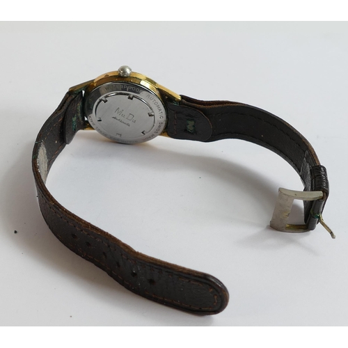 611 - MuDu gentleman's doublematic 1960s wristwatch with leather strap.