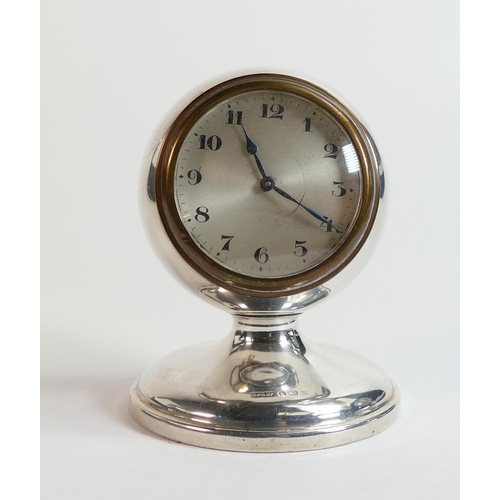 618 - Silver cased filled desktop clock, hallmarked for Birmingham 1924, h.10.5cm.