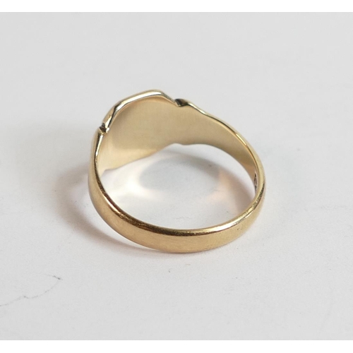 734 - 9ct gold signet ring, size L, 3.2g.