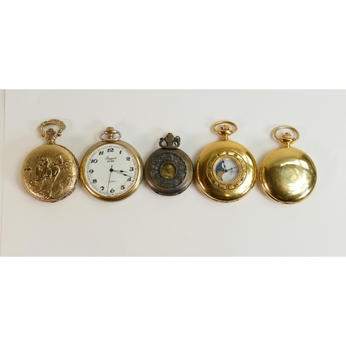 807 - A collection of modern gold plated pocket watches. (5)