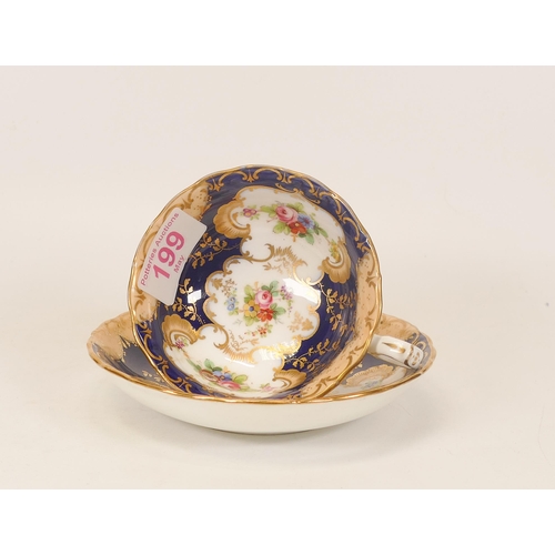 199 - Paragon Hand Decorated Cabinet Cup & Saucer Set decorated with panelled floral decoration