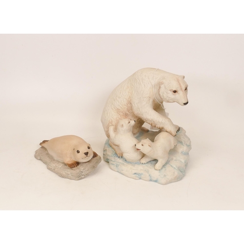 247 - Aynsley matt Animal Figure Polar Bear & Seal, tallest 14cm(2)