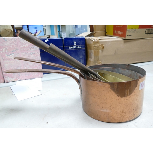 328 - Quality Copper & Brass Vintage Sauce Pans