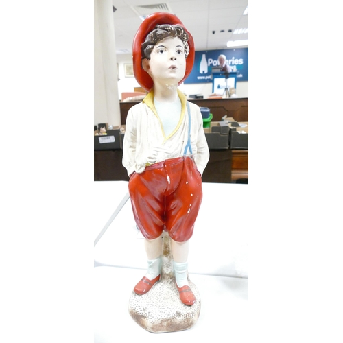 335 - Art Deco Statue Whistling Boy Chalk Ware, height 60cm