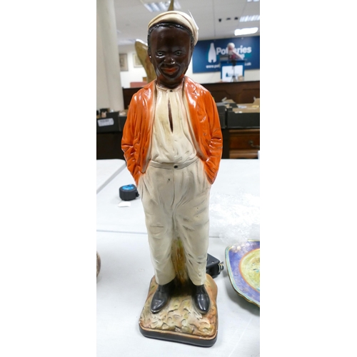 336 - Art Deco Chalk Ware Figure of Resting Gentleman, height 49cm