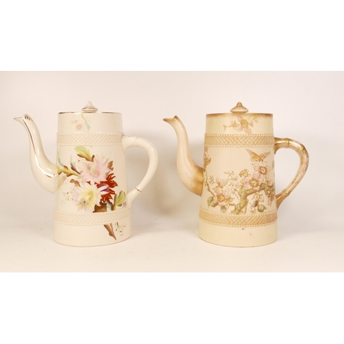 427 - Two Carlton Blush ware Shaped coffee pot with floral decoration, by Wiltshaw & Robinson, c1900, heig... 